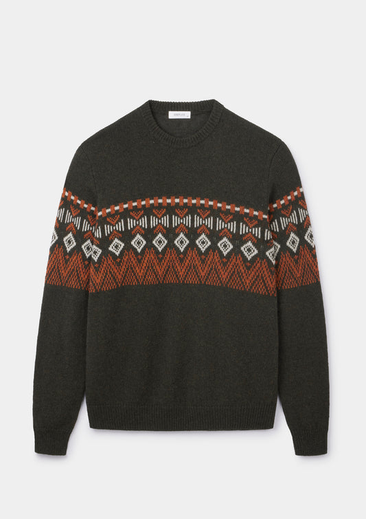 Green Icelandic Style Crew Neck Jumper, Knitwear - SIRPLUS