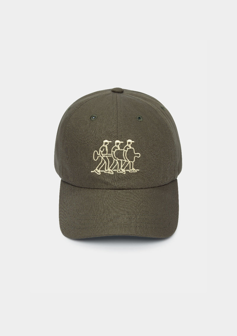 Green Cotton Canvas Embroidered Cap