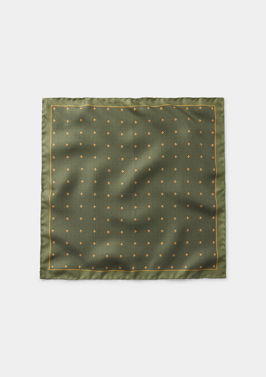 Green Daisy Silk Pocket Square by SIRPLUS