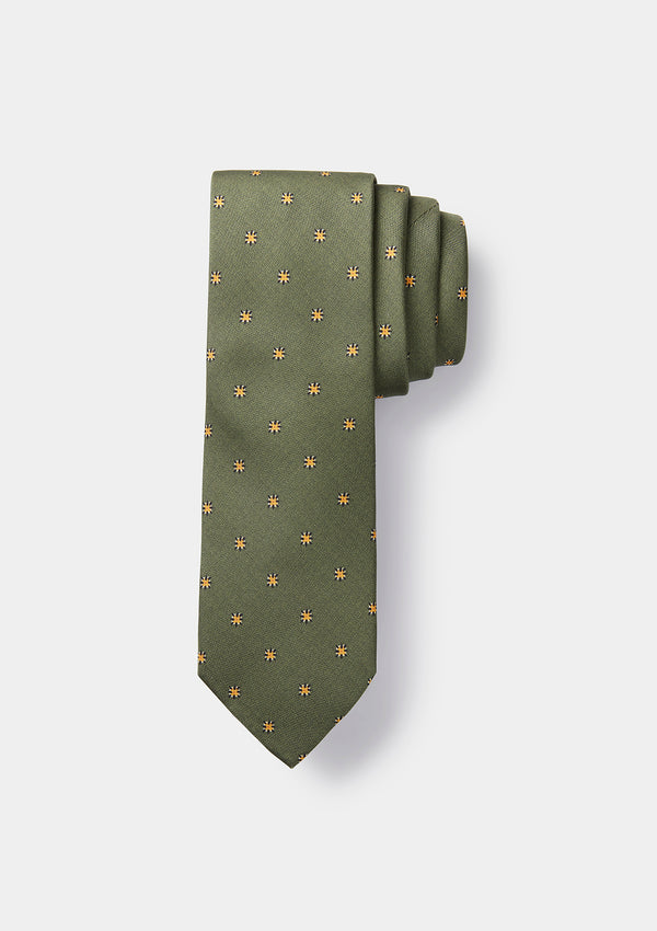 Green Daisy Silk Tie by SIRPLUS