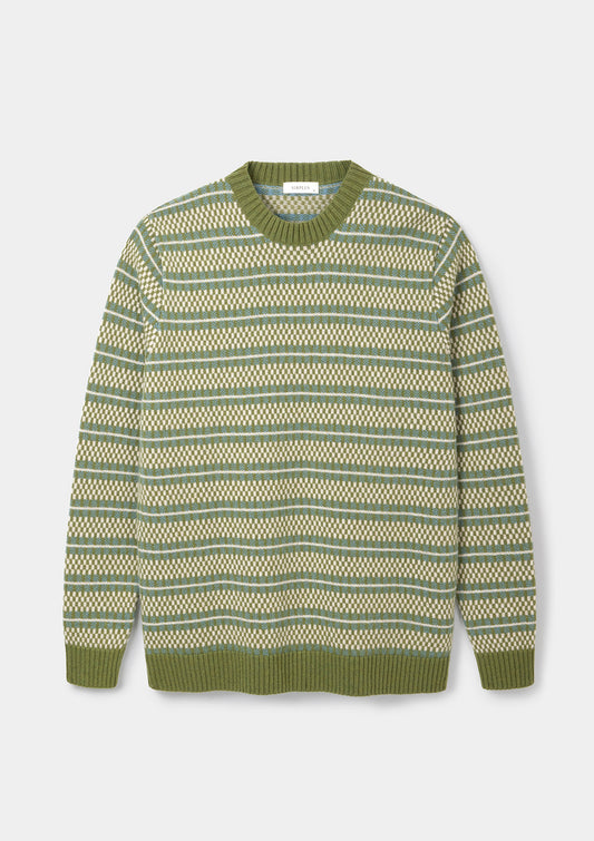 Green Grid Fair-Isle Jumper by SIRPLUS