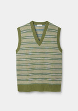 Green Grid Fair-Isle Vest by SIRPLUS