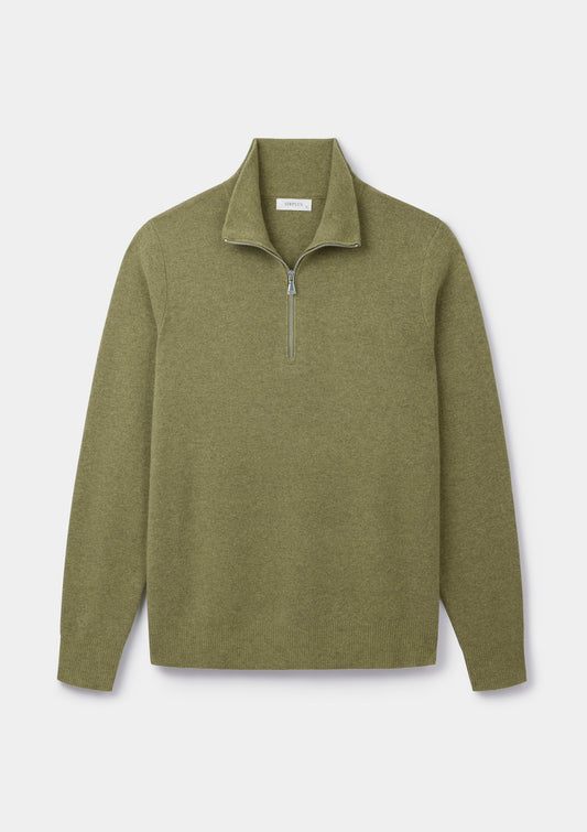 Heather Green Merino Half Zip