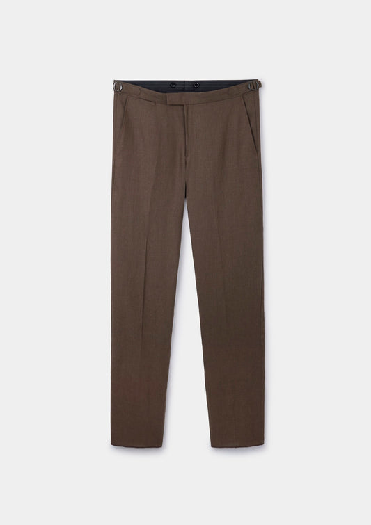 Hickory Brown Linen Formal Trousers, Formal Trousers - SIRPLUS