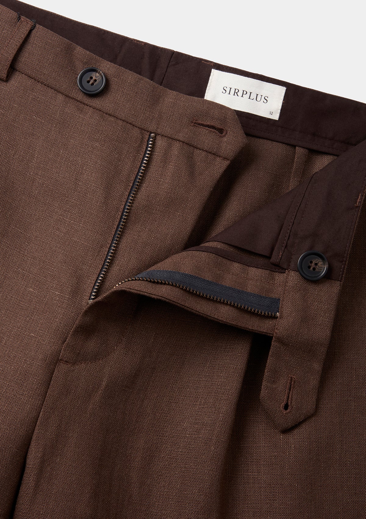 Hickory Brown Linen Pleated Trousers, Pleated Trousers - SIRPLUS