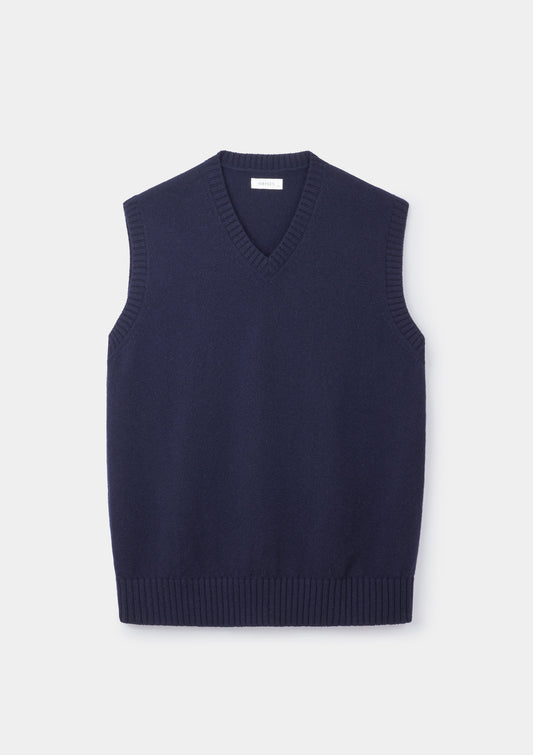 Ink Navy Fine Lambswool Vest, Knit Vest - SIRPLUS