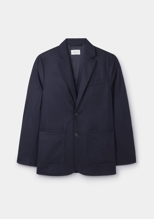 Ink Wool-Cashmere Flannel Blazer
