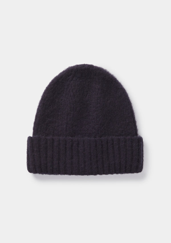 Ink Navy Lambswool Ribbed Beanie by SIRPLUS