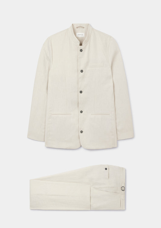Ivory Linen Nehru Jacket, Nehru Jacket - SIRPLUS