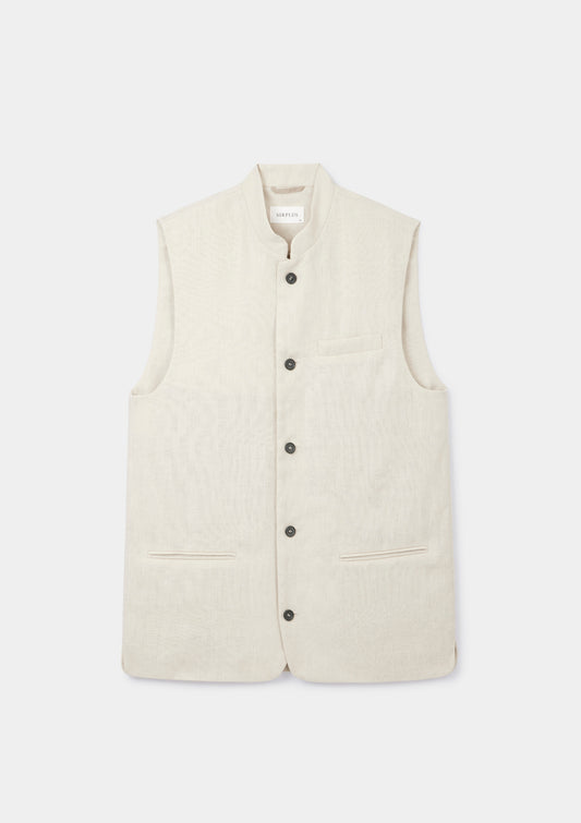 Ivory Linen Nehru Waistcoat, Nehru Waistcoat - SIRPLUS