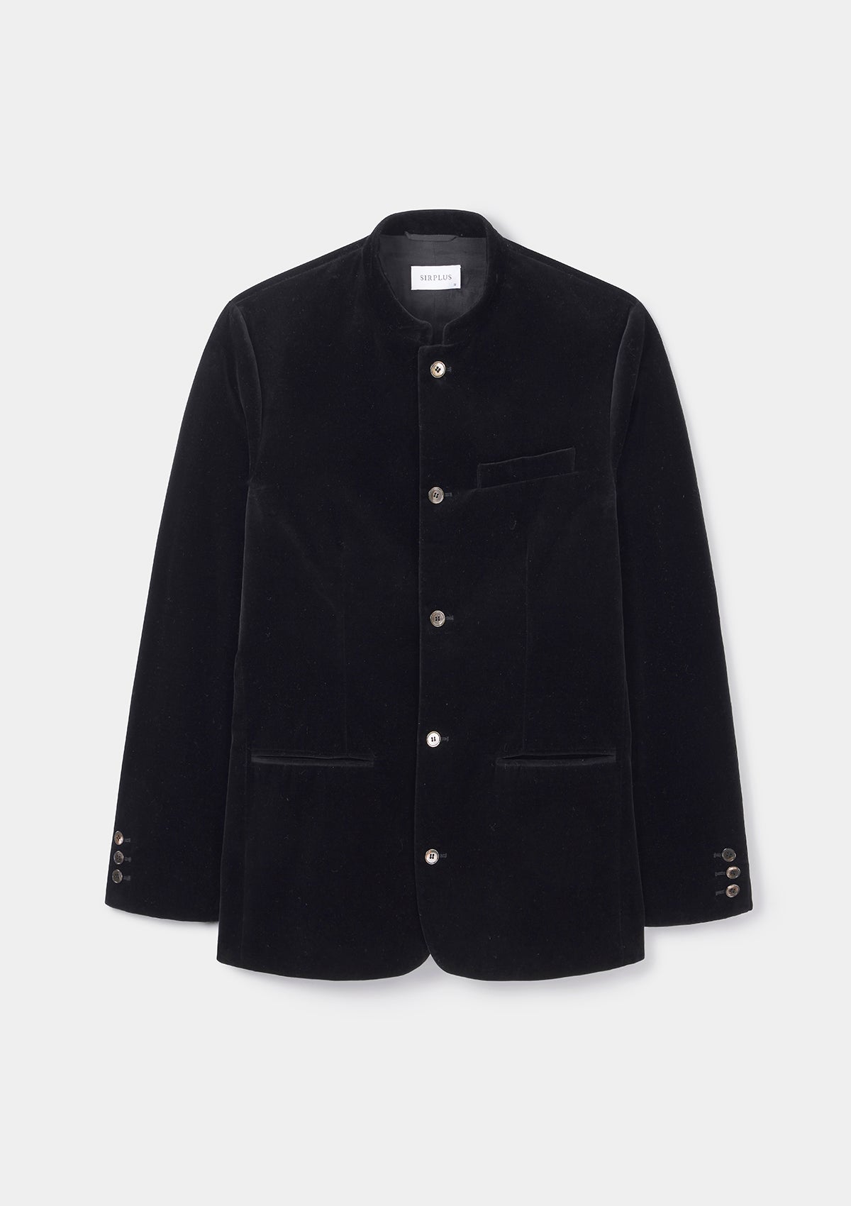 Jet Black Velvet Nehru Jacket by SIRPLUS