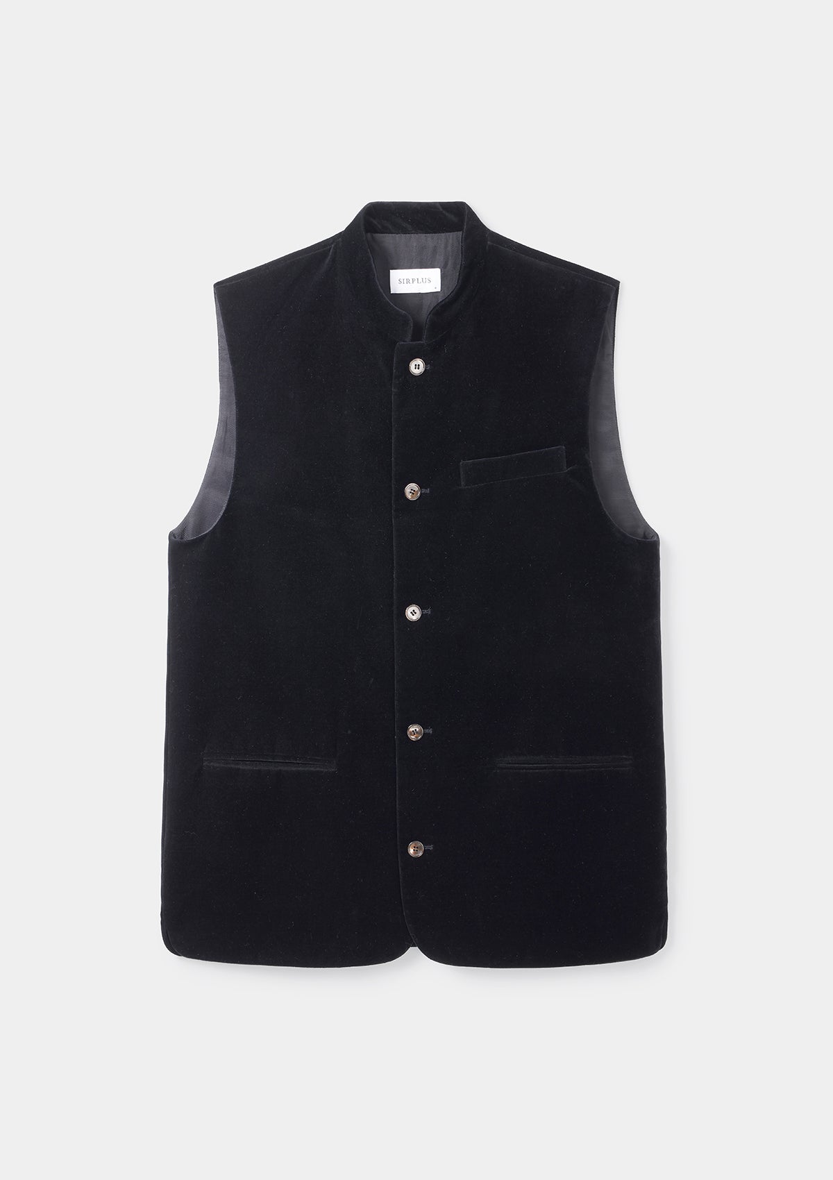 Jet Black Velvet Nehru Waistcoat by SIRPLUS 