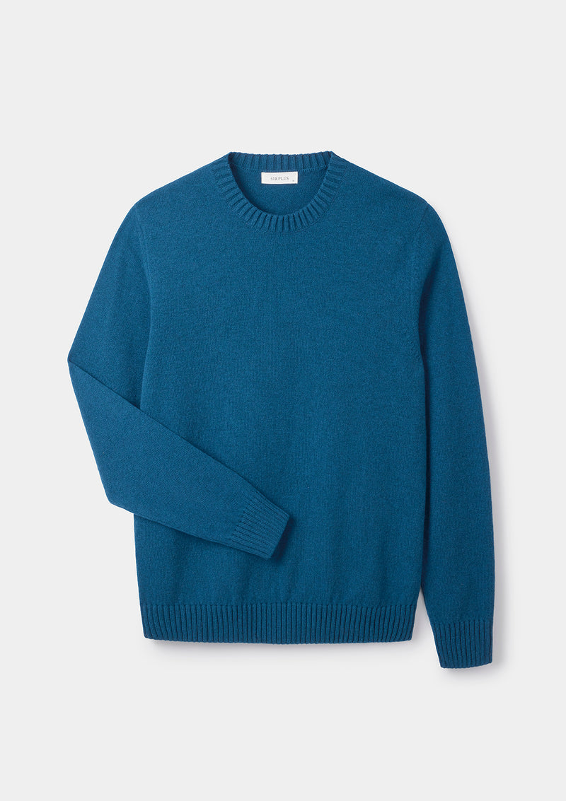 Kingfisher Blue Lambswool Crew Neck Jumper | Men’s Knitwear | SIRPLUS