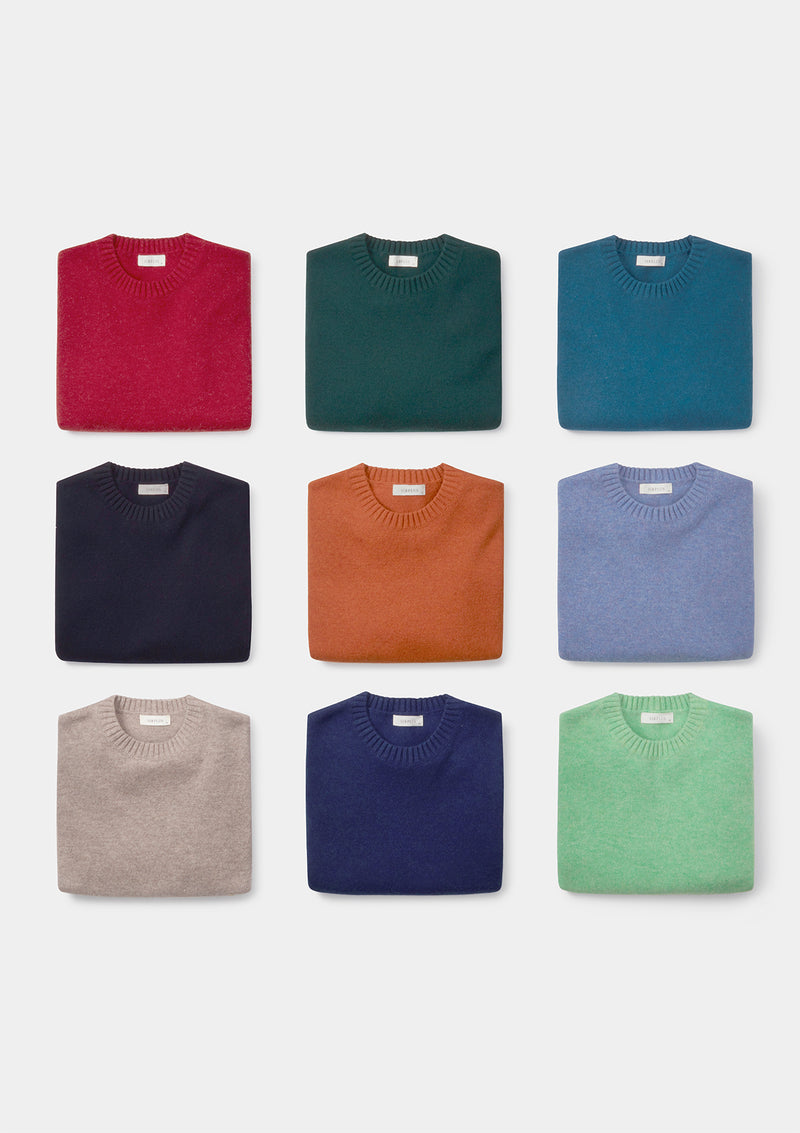 Lapis Blue Lambswool Crew Neck Jumper