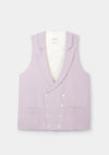 Lavender Fog Peak Lapel Double Breasted Waistcoat, Double Breasted Waistcoat - SIRPLUS