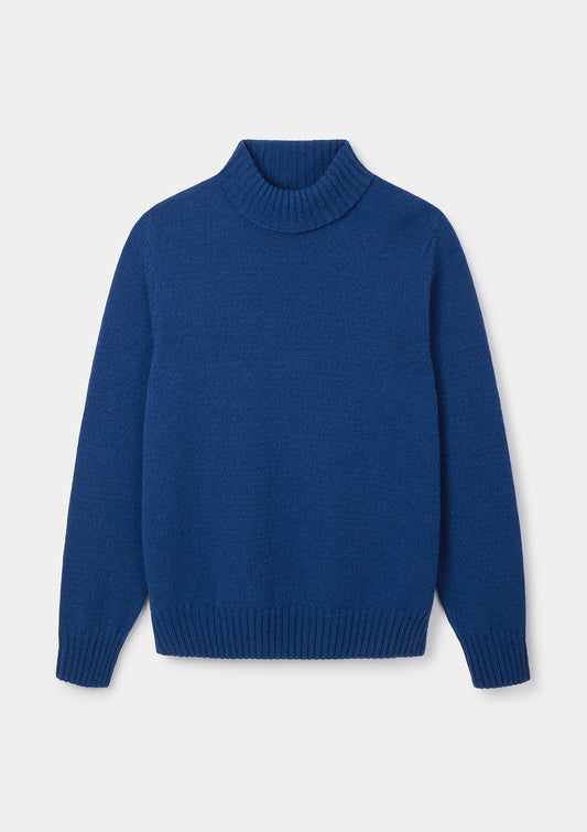 Marine Blue Melange Roll Neck Jumper by SIRPLUS