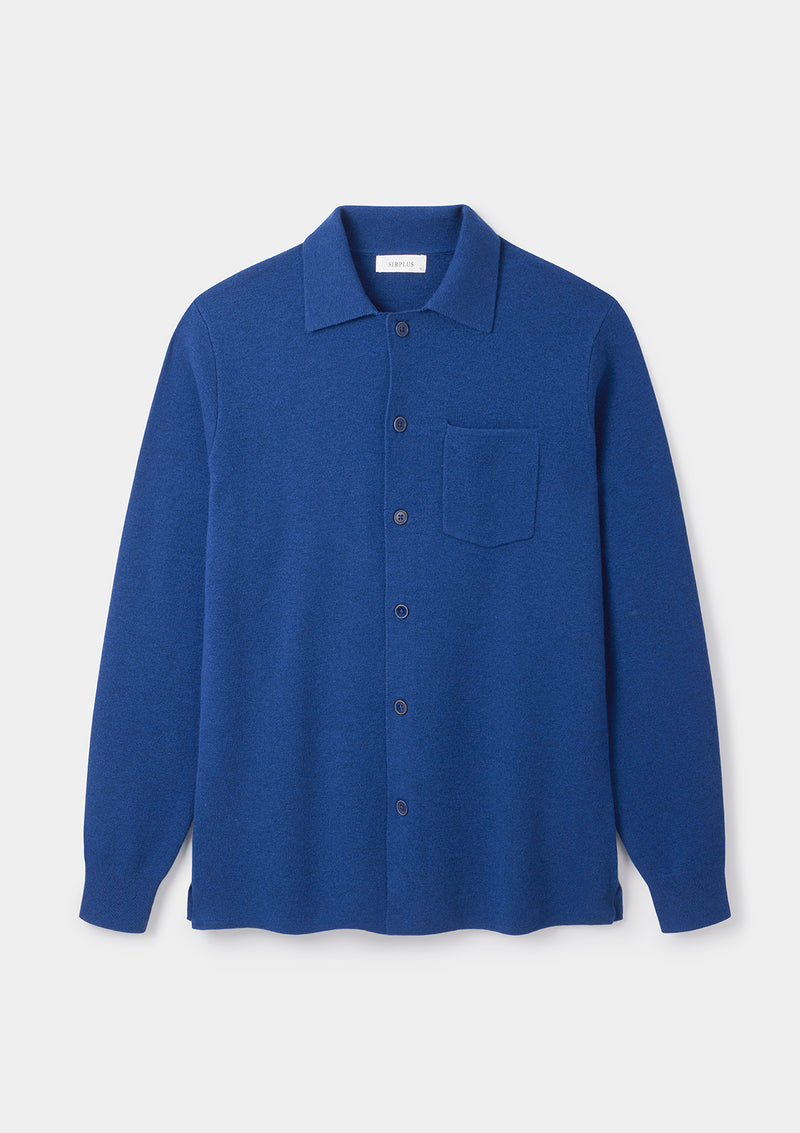 Men’s Blue Merino Wool Knit Polo Shirt | Knitwear by SIRPLUS