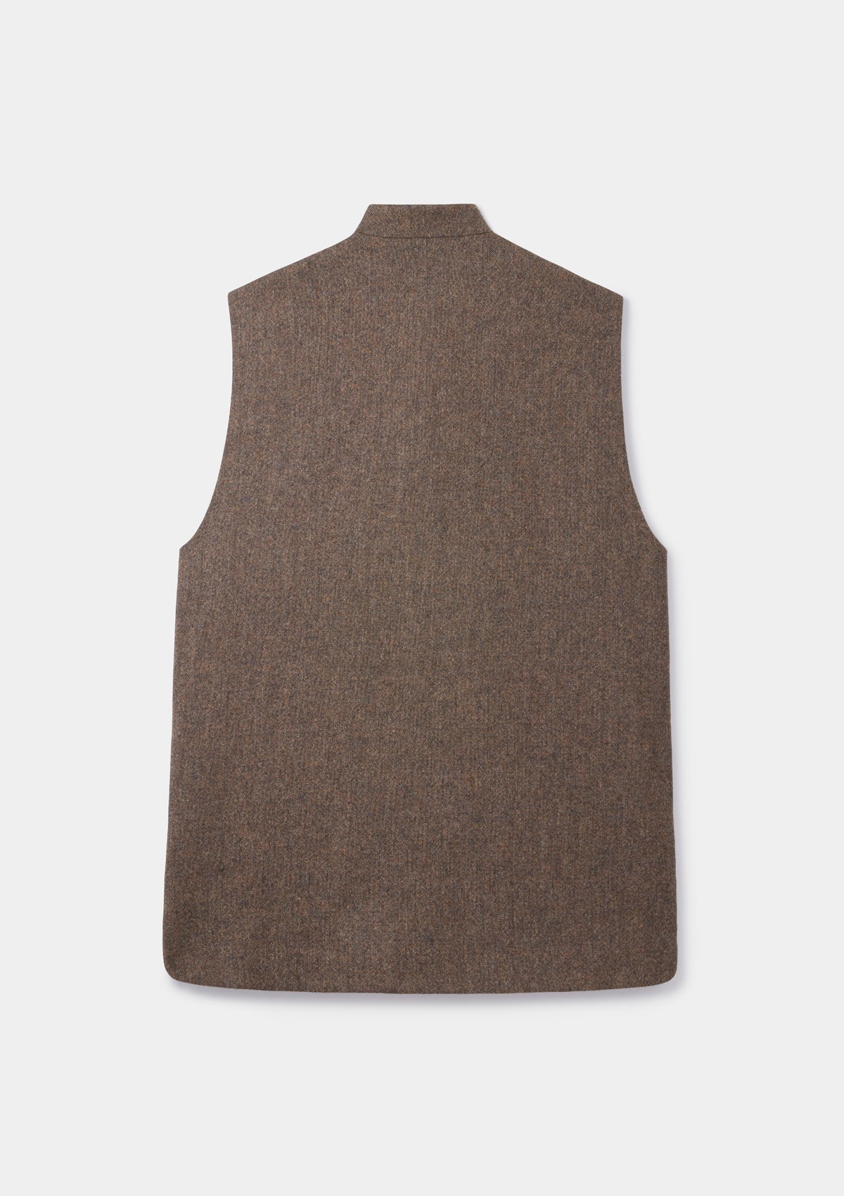 Mid Brown Merino Tweed Nehru Waistcoat, Nehru Waistcoat - SIRPLUS
