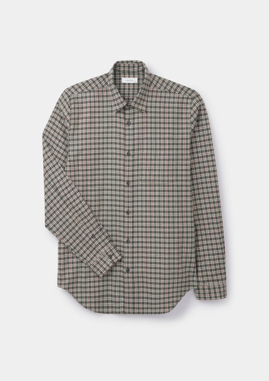 Moss and Maroon Check Flannel Shirt