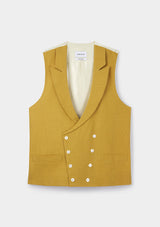 Mustard Peak Lapel Double Breasted Waistcoat, Double Breasted Waistcoats - SIRPLUS