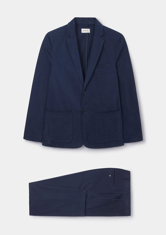 Navy Cotton Twill Suit, Suits - SIRPLUS