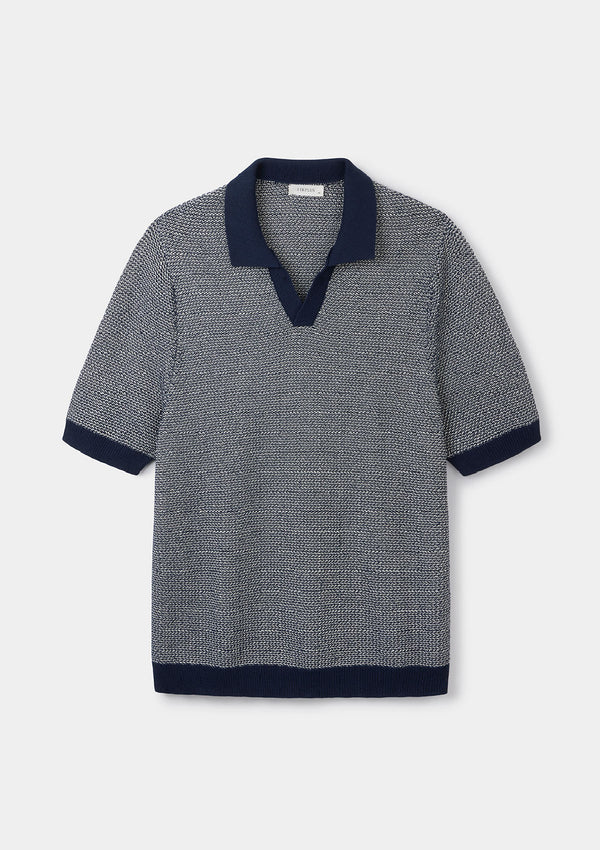 Navy Melange Knit Resort Polo, Polo Shirts - SIRPLUS