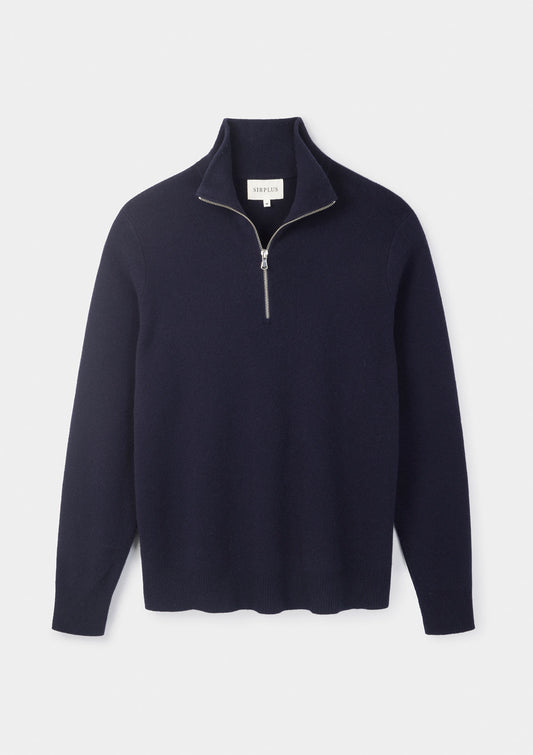 Navy Merino Half Zip Jumper, Knitwear - SIRPLUS