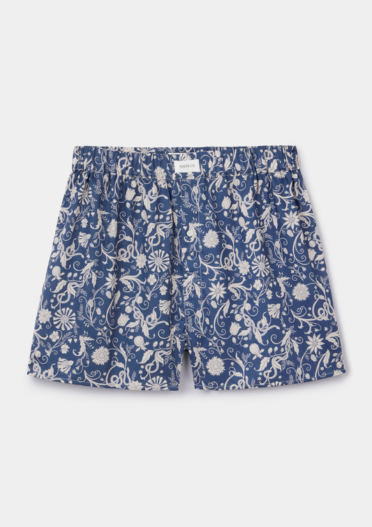 Navy Ophidian Boxer Short-Made with Liberty Fabric
