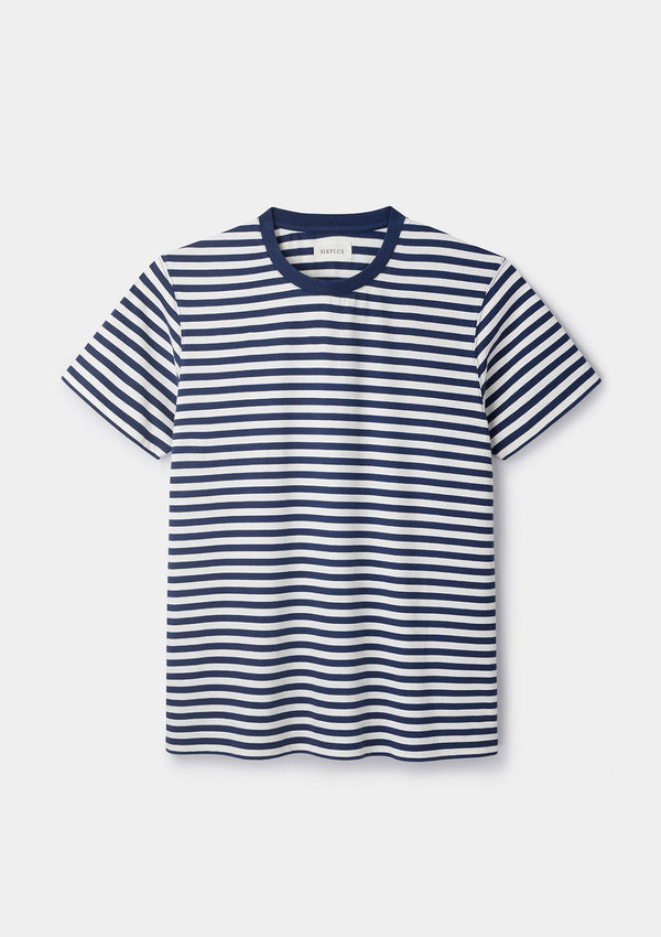 Navy & White Striped Organic Cotton T-shirt, T-shirts - SIRPLUS