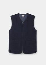 Navy Boucle Wool Gilet by SIRPLUS