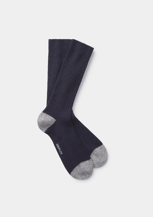 Navy & Grey Wool Cashmere Blend Socks by SIRPLUS