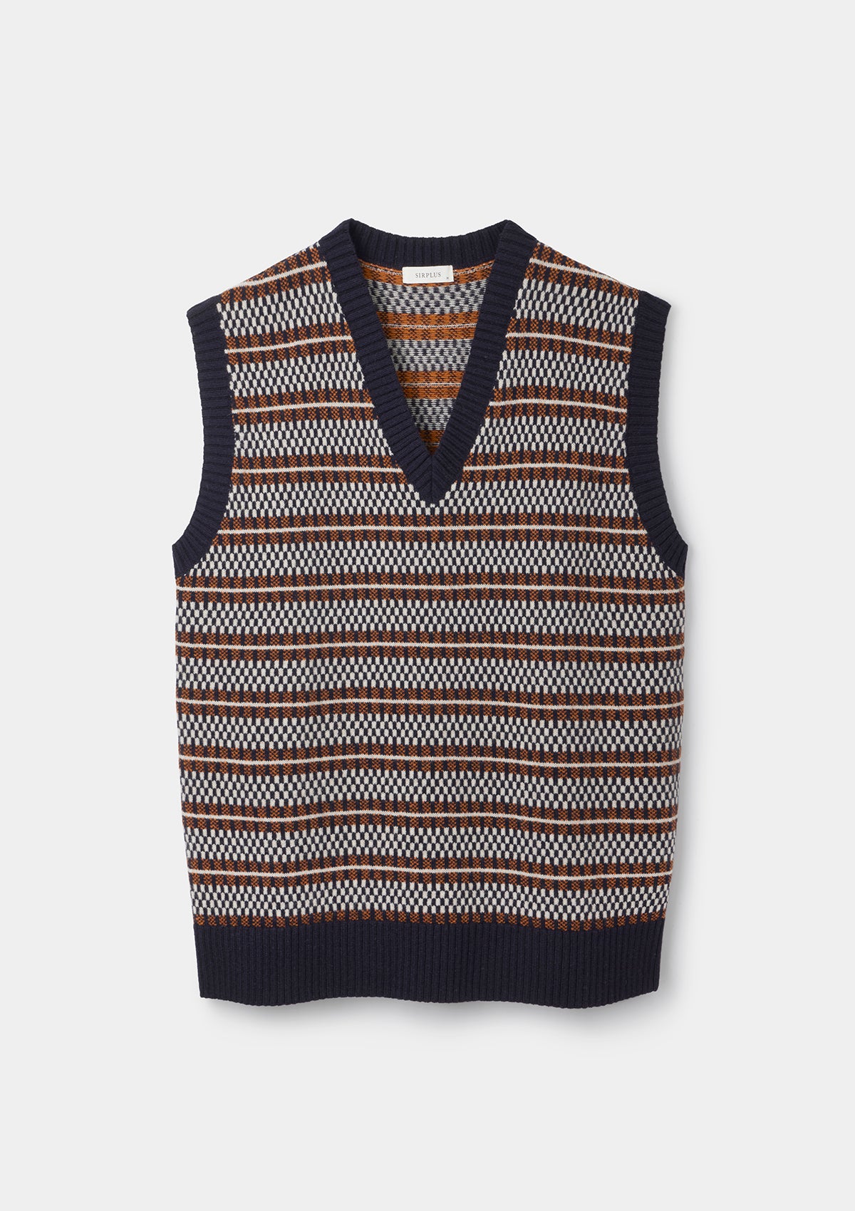 Navy Grid Fair-Isle Vest by SIRPLUS