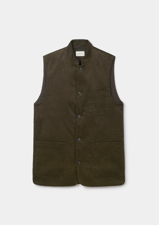 Nettle Green Corduroy Nehru Waistcoat