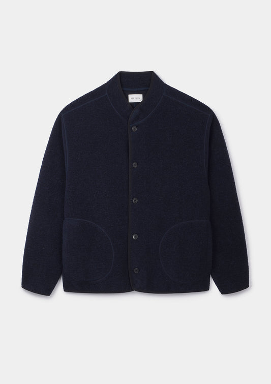 Navy Boiled Wool Jacket, Chore Jacket - SIRPLUS