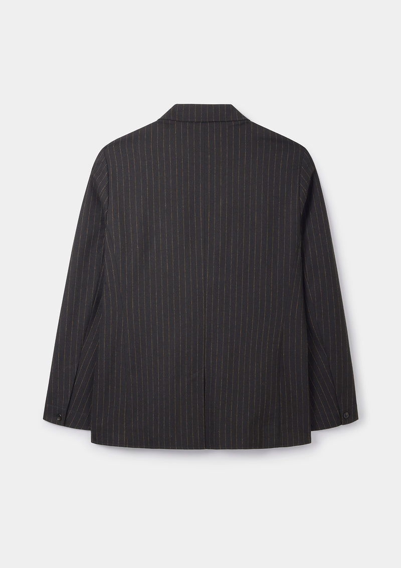 Espresso Chalk Stripe Wool Blazer