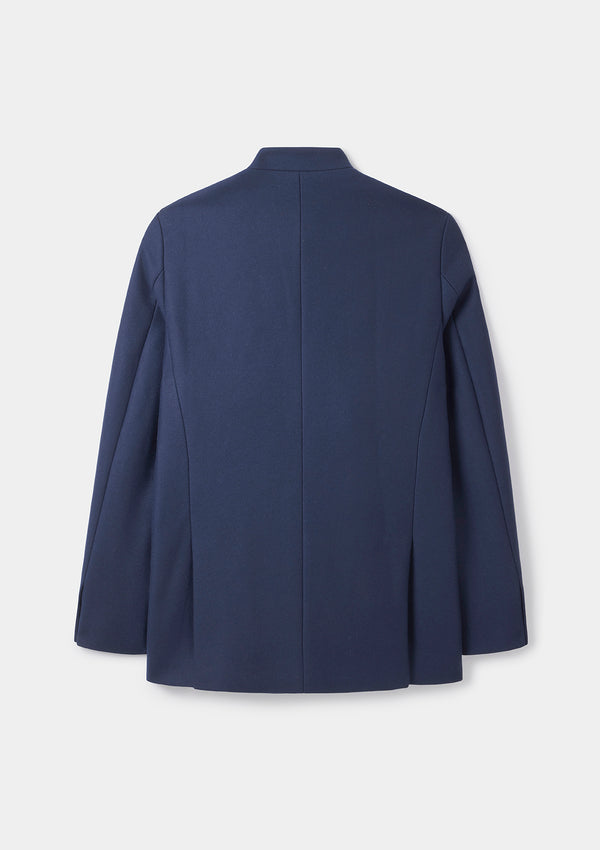 Navy Classic Wool Cashmere Nehru Jacket