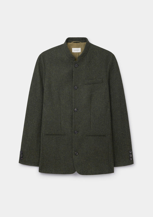 Juniper Green Herringbone Nehru Jacket, Nehru Jacket - SIRPLUS