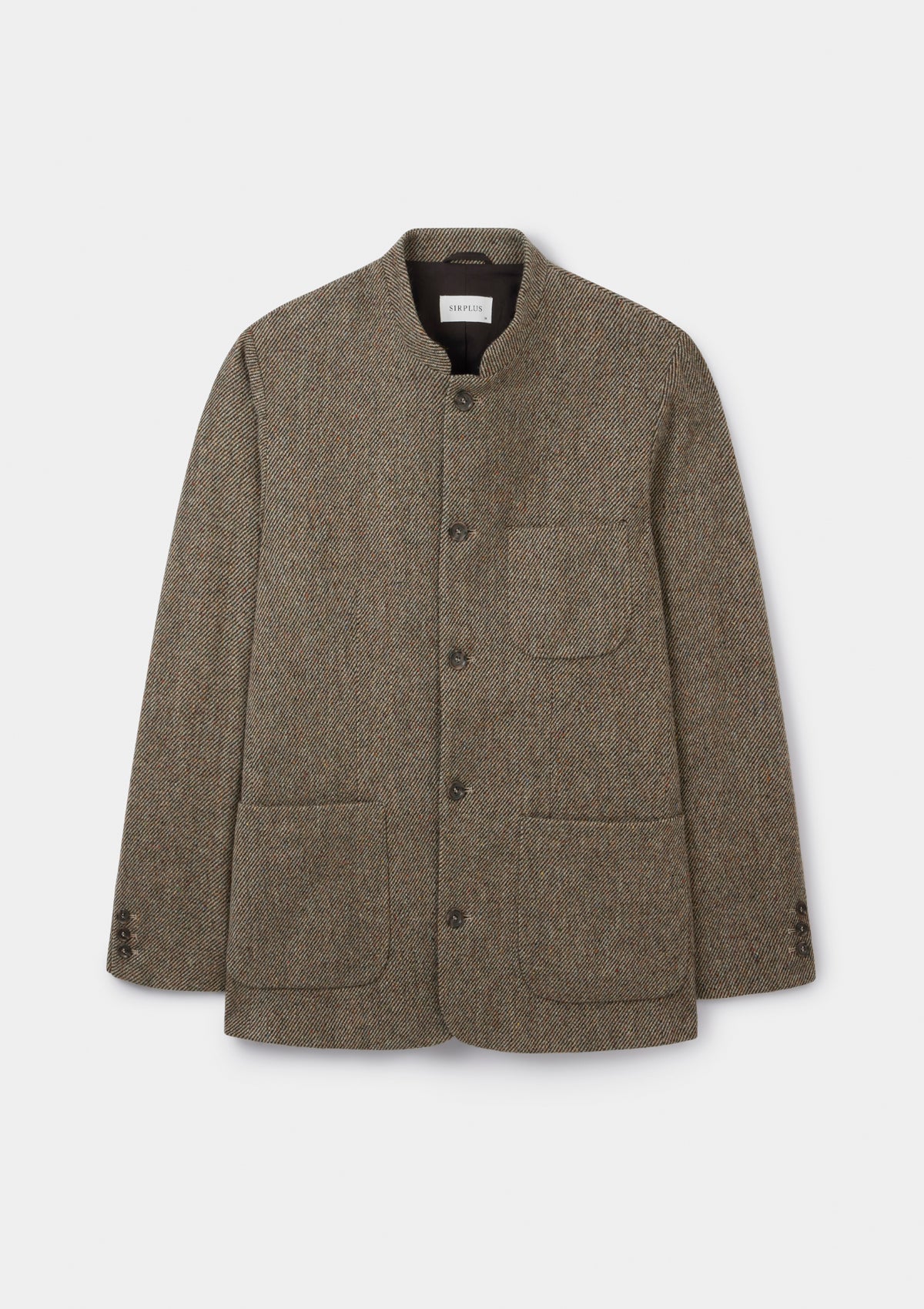 Peat Twill Donegal Tweed Nehru Jacket, Nehru Jacket - SIRPLUS