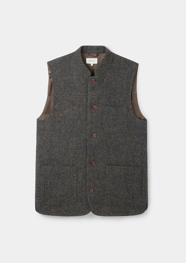 Bark Harris Tweed Nehru Waistcoat