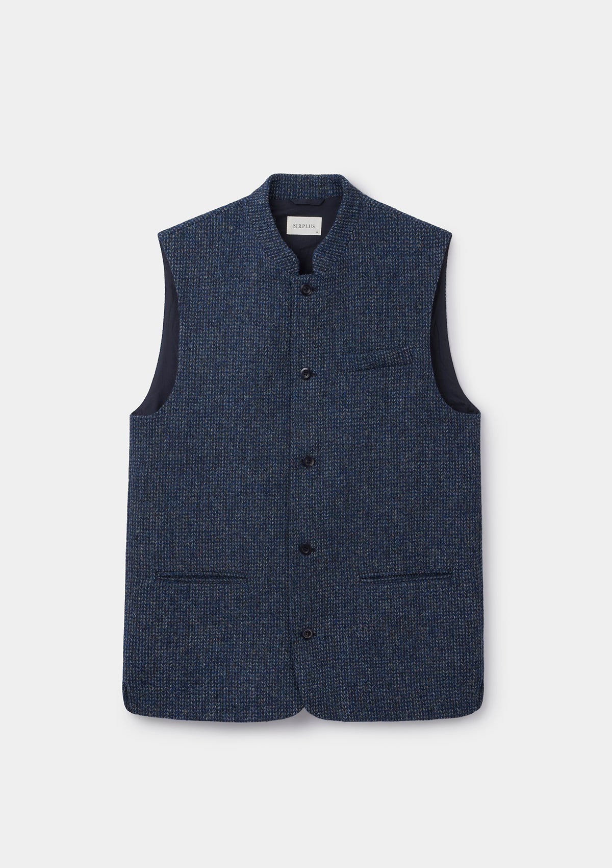 Navy Harris Tweed Nehru Waistcoat, Nehru Waistcoat - SIRPLUS