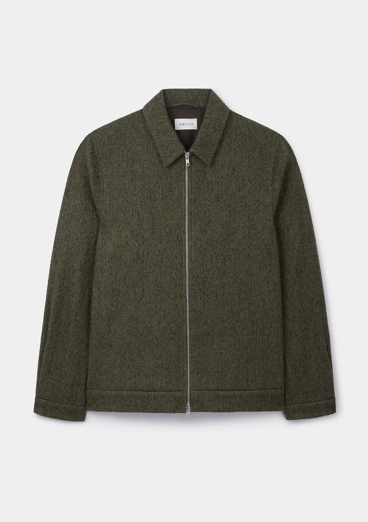 Green Brushed Wool Zip Jacket, Zip Jacket - SIRPLUS