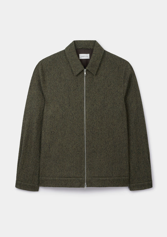 Green Brushed Wool Zip Jacket, Zip Jacket - SIRPLUS