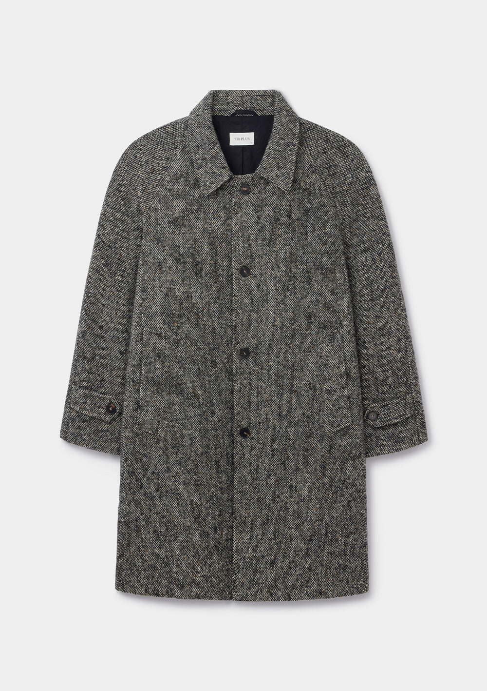 Oat & Black Donegal Tweed Overcoat, Coat - SIRPLUS