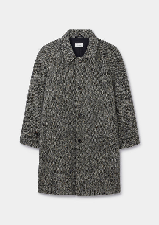 Oat & Black Donegal Tweed Overcoat, Coat - SIRPLUS