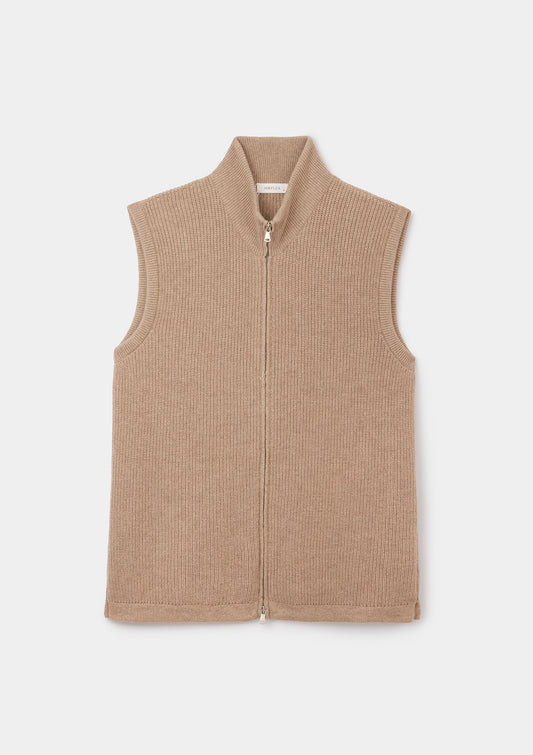 Oatmeal Cashmere Knit Gilet