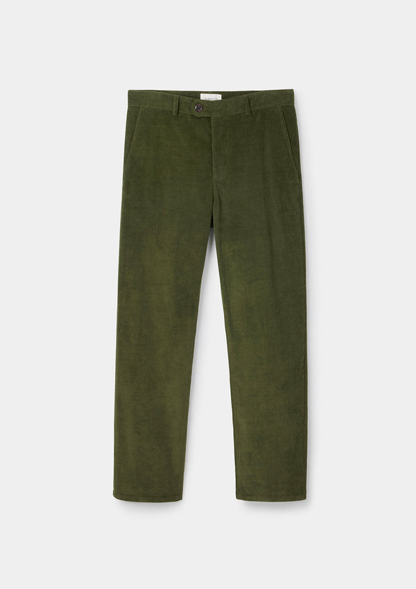 Olive Cotton Pincord Casual Trousers by SIRPLUS