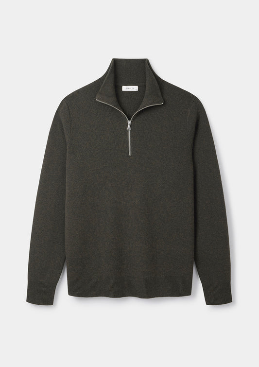 Olive Green Merino Half-Zip Jumper by SIRPLUS