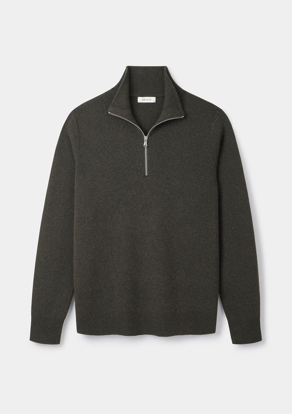 Olive Green Merino Half-Zip Jumper by SIRPLUS