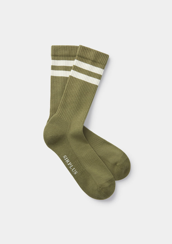 Olive Green Organic Cotton 2 Stripe Socks by SIRPLUS