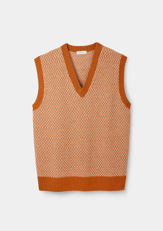 Orange Tile Fair-Isle Vest by SIRPLUS